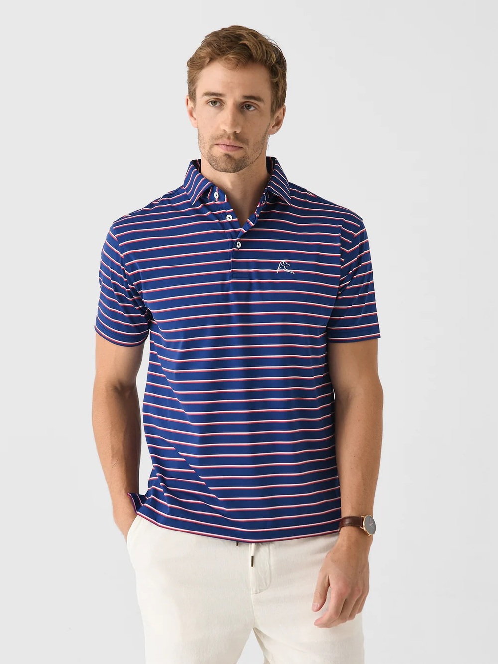 Rho Back Old Glory Stripe Performance Polo Shirt